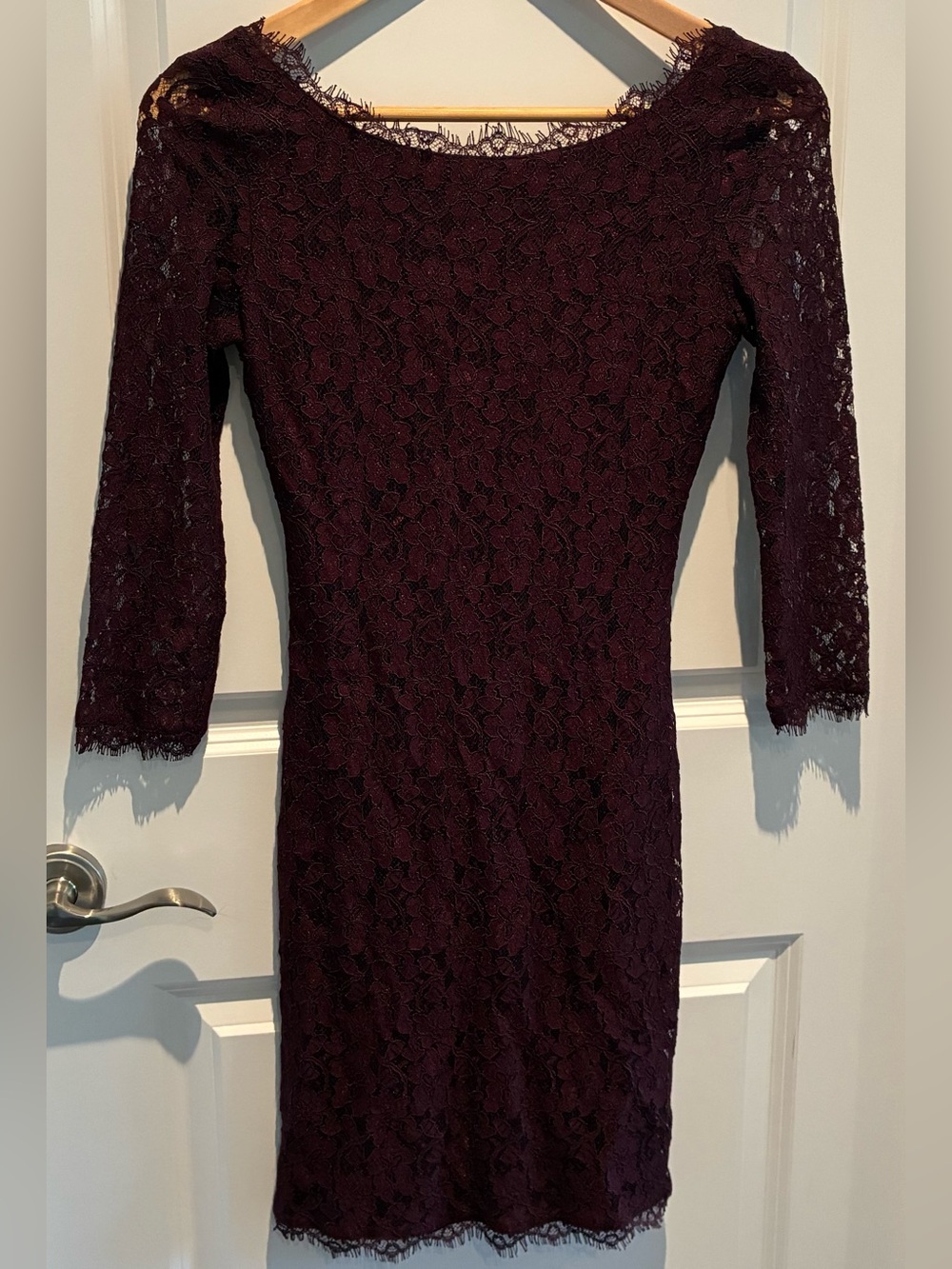 Aritzia Babaton Lace Rafael Dress - Deep Eggplany/Burgundy